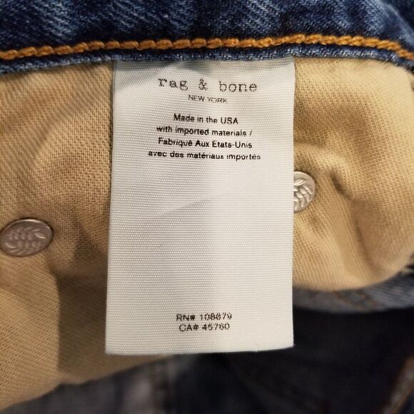 RAG & BONE Women Midrise Destroyed Denim Shorts Size 26 Blue Cut Off - Picture 5 of 5